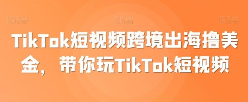 TikTok短视频跨境出海撸美金,带你玩TikTok短视频-一个公司创业项目 - 淘金吧