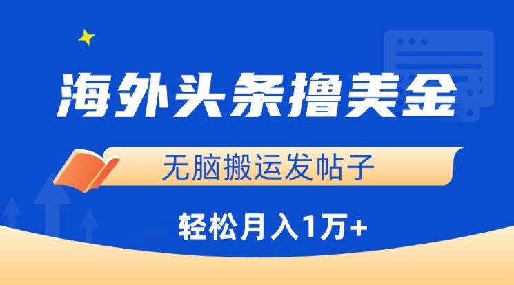 海外头条撸美金,无脑搬运发帖子,月入1万+,小白轻松掌握【揭秘】-一个公司创业项目 - 淘金吧