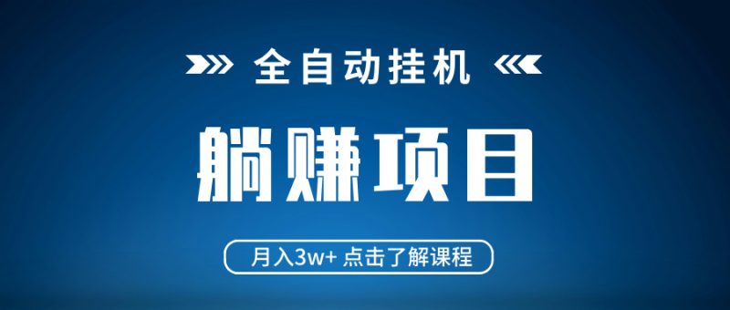 全自动挂机项目 月入3w+ 真正躺平项目 不吃电脑配置 当天见收益-一个公司创业项目 - 淘金吧