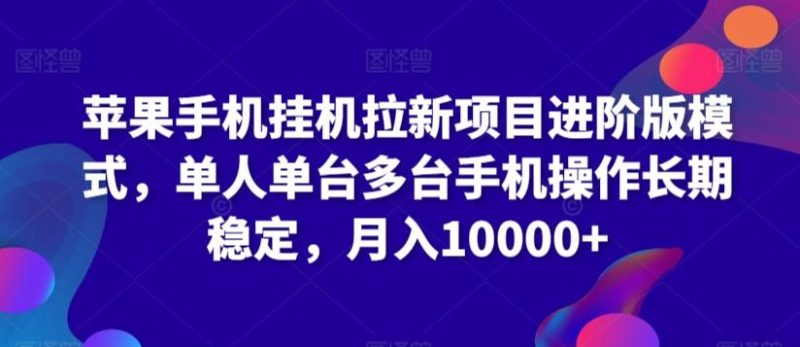 苹果手机挂机拉新项目进阶版模式,单人单台多台手机操作长期稳定,月入10000+【揭秘】-一个公司创业项目 - 淘金吧