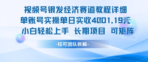 视频号银发经济赛道单账号实操单日实收1k+，小白轻松上手长期项目-一个公司创业项目 - 淘金吧