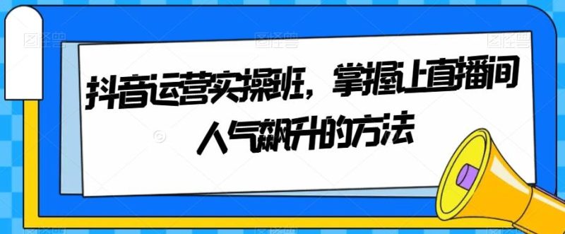 抖音运营实操班,掌握让直播间人气飙升的方法-一个公司创业项目 - 淘金吧