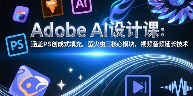 Adobe AI设计课：涵盖PS创成式填充，萤火虫三核心模块，视频音频延长技术-一个公司创业项目 - 淘金吧