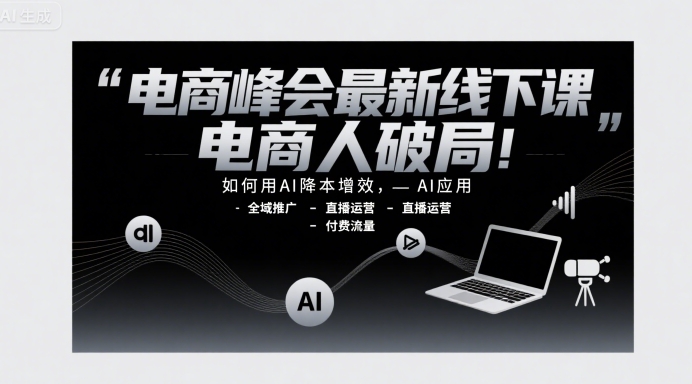 电商峰会最新线下课,电商人破局,如何用AI降本增效,AI应用-全域推广-直播运营-付费流量-一个公司创业项目 - 淘金吧