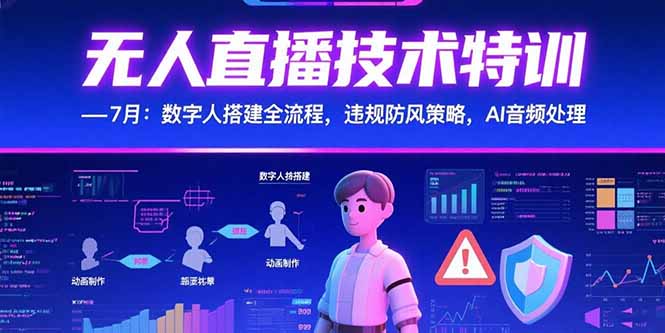 无人直播技术特训-7月:数字人搭建全流程,违规防风策略,AI音频处理-一个公司创业项目 - 淘金吧