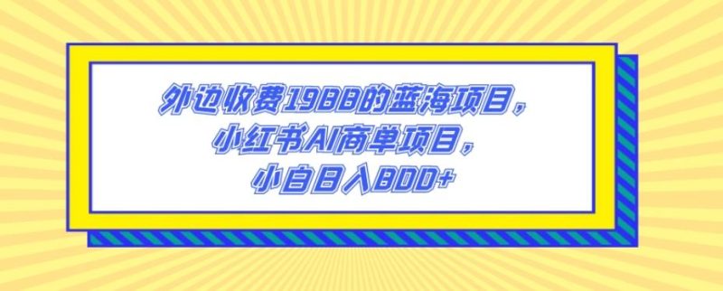 外边收费1988的蓝海项目,小红书AI商单项目,小白日入800+-一个公司创业项目 - 淘金吧
