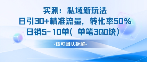 实测私域新玩法日引30加精准流量转化率50%日销5-10单每笔3张-一个公司创业项目 - 淘金吧