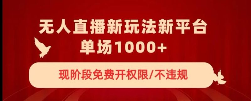 无人直播新平台新玩法,现阶段免费开授权,不违规,单场收入1000+【揭秘】-一个公司创业项目 - 淘金吧