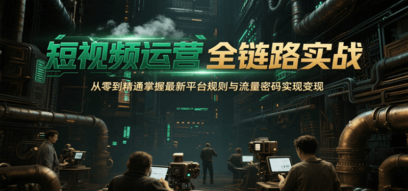 短视频运营全链路实战,从零到精通掌握最新平台规则与流量密码实现变现-一个公司创业项目 - 淘金吧