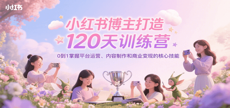 小红书博主打造120天训练营，0到1掌握平台运营、内容制作和商业变现-一个公司创业项目 - 淘金吧