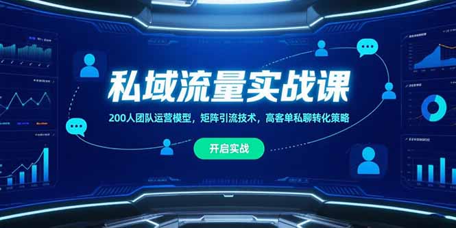 私域流量实战课,200人团队运营模型,矩阵引流技术,高客单私聊转化策略-一个公司创业项目 - 淘金吧