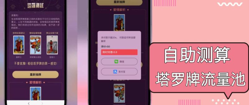 自助紫色H5塔罗牌占卜系统源码(独立版-一个公司创业项目 - 淘金吧