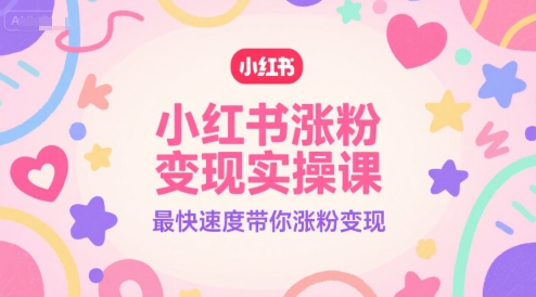 小红书涨粉变现实操课,最快速度带你涨粉变现-一个公司创业项目 - 淘金吧