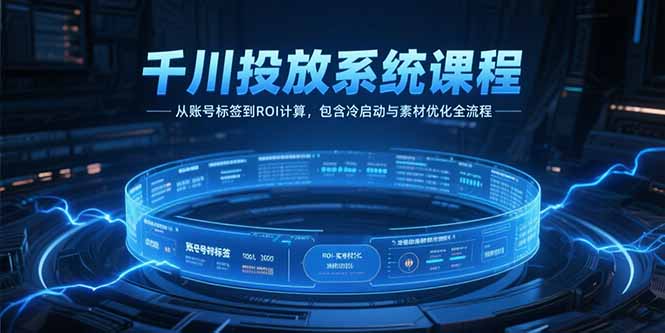 千川投放系统课程,从账号标签到ROI计算,包含冷启动与素材优化全流程-一个公司创业项目 - 淘金吧