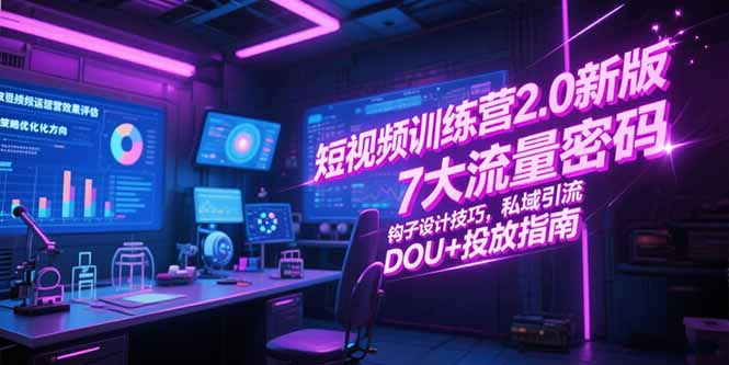 短视频训练营2.0新版，7大流量密码/钩子设计技巧/私域引流/DOU+投放指南-一个公司创业项目 - 淘金吧