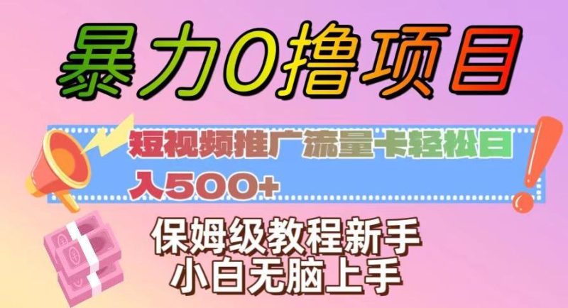 暴力0撸项目：短视频推广流量卡轻松日入500+，保姆级教程新手小白无脑上手【揭秘】-一个公司创业项目 - 淘金吧