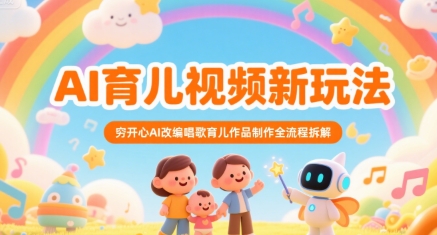 AI育儿视频新玩法,穷开心AI改编唱歌育儿作品制作全流程拆解-一个公司创业项目 - 淘金吧