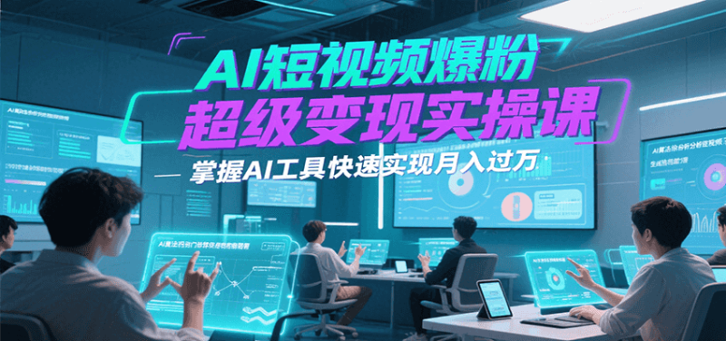 AI短视频爆粉超级变现实操课,掌握AI工具快速实现月入过万-一个公司创业项目 - 淘金吧