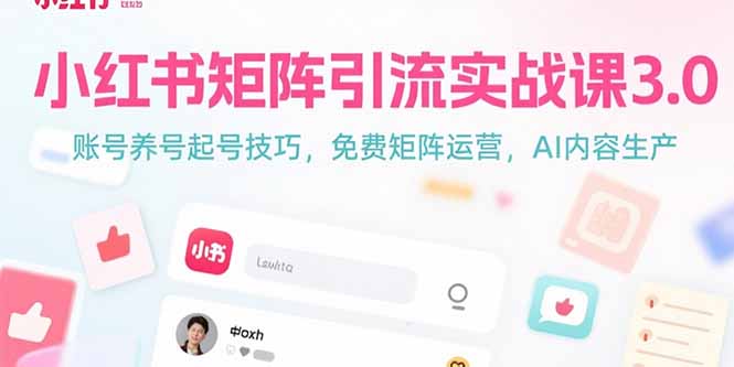 小红书矩阵引流实战课3.0:账号养号起号技巧,免裴矩阵运营,AI内容生产-一个公司创业项目 - 淘金吧
