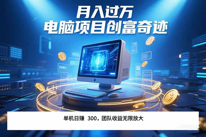 最新电脑项目单机每天收益300+  带有团队管道收益 可无限放大 月入过万…-一个公司创业项目 - 淘金吧