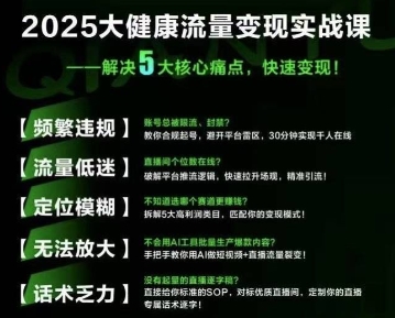 大健康流量全域新增长8.0,三月底线下课视频,大健康万亿蓝海,从类目突围到模式迭代-一个公司创业项目 - 淘金吧