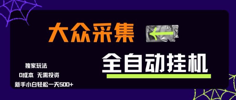大众采集全自动玩法,新手小白轻松一天500+,操作简单-一个公司创业项目 - 淘金吧