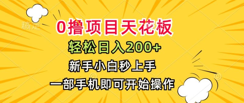 0撸项目天花板，日入200+，新手小白秒上手，一部手机即可操作-一个公司创业项目 - 淘金吧