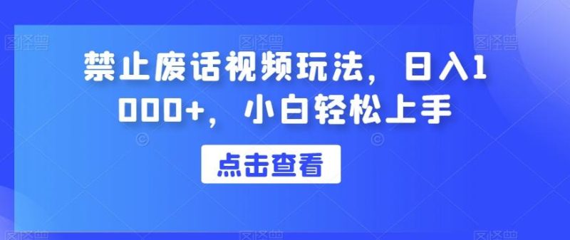 禁止废话视频玩法,日入1000+,小白轻松上手-一个公司创业项目 - 淘金吧