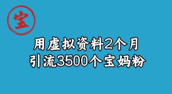 宝哥虚拟资料项目，2个月引流3500个宝妈粉-一个公司创业项目 - 淘金吧