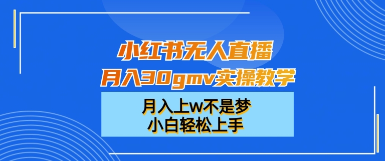 小红书无人直播月入30gmv实操教学,月入上w不是梦,小白轻松上手【揭秘】-一个公司创业项目 - 淘金吧