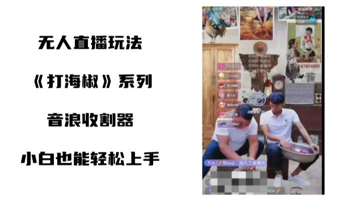 打海椒无人直播整蛊项目，小白轻松上手撸音浪收割器（教程+工具+素材）-一个公司创业项目 - 淘金吧