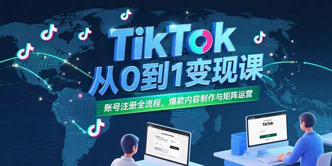 TikTok从0到1变现课,账号注册全流程,爆款内容制作与矩阵运营-一个公司创业项目 - 淘金吧