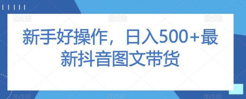 新手好操作，日入500+最新抖音图文带货【揭秘】-一个公司创业项目 - 淘金吧