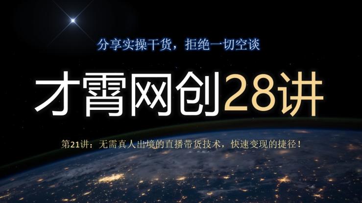 才霄网创28讲第21讲：无需真人出境的直播带货技术，快速变现的捷径！-一个公司创业项目 - 淘金吧