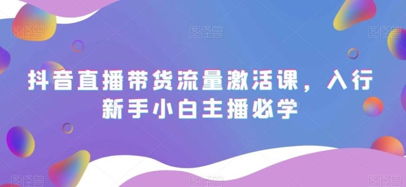 抖音直播带货流量激活课,入行新手小白主播必学-一个公司创业项目 - 淘金吧