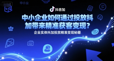 中小企业如何通过投放抖加带来精准获客变现？企业实体抖加投放精准变现秘籍-一个公司创业项目 - 淘金吧