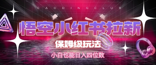 悟空小红书拉新,保姆级玩法,小白也能日入四位数-一个公司创业项目 - 淘金吧
