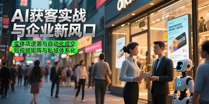 AI获客实战与企业新风口,实体店逆袭与自动化成交 短视频矩阵与私域体系化-一个公司创业项目 - 淘金吧