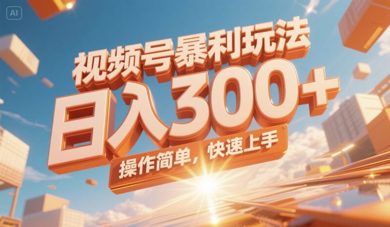 视频号暴利玩法,日入300+,操作简单,快速上手。-一个公司创业项目 - 淘金吧