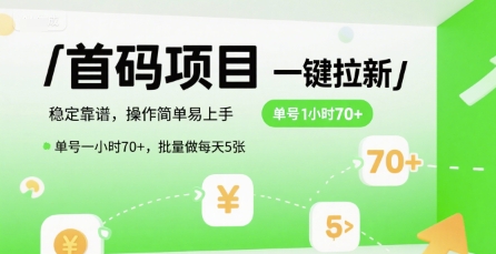 首码一键拉新项目,稳定靠谱,操作简单易上手,单号一小时70+,批量做每天5张【揭秘】-一个公司创业项目 - 淘金吧