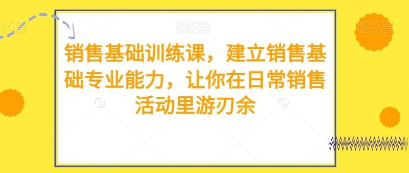 销售基础训练课,建立销售基础专业能力,让你在日常销售活动里游刃余-一个公司创业项目 - 淘金吧