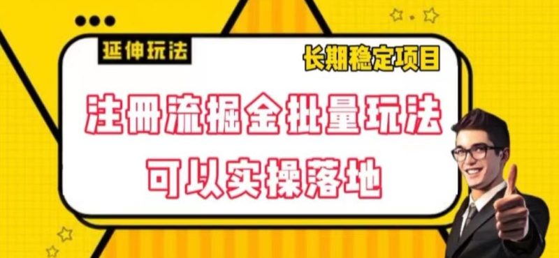 注册流掘金批量玩法,可以实操落地【揭秘】-一个公司创业项目 - 淘金吧