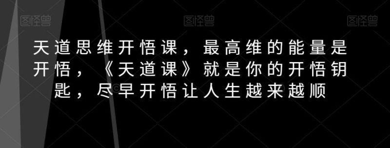 天道思维开悟课,最高维的能量是开悟,《天道课》就是你的开悟钥匙,尽早开悟让人生越来越顺-一个公司创业项目 - 淘金吧
