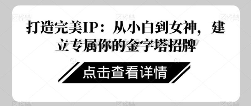 打造完美IP:从小白到女神,建立专属你的金字塔招牌-一个公司创业项目 - 淘金吧