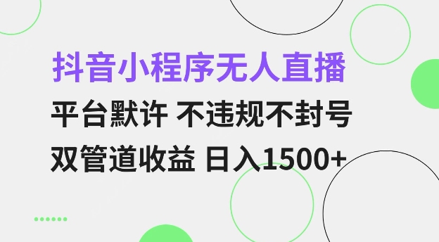 抖音小程序无人直播 平台默许 不违规不封号 双管道收益 日入多张 小白也能轻松操作【仅揭秘】-一个公司创业项目 - 淘金吧