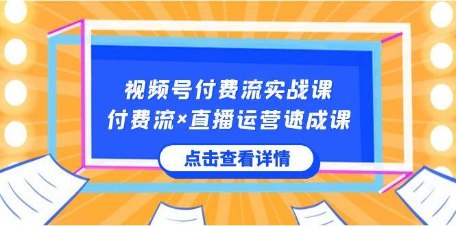 视频号付费流实战课,付费流×直播运营速成课,让你快速掌握视频号核心运营技能-一个公司创业项目 - 淘金吧