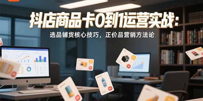 抖店商品卡0到1运营实战：选品铺货核心技巧，正价品营销方法论-一个公司创业项目 - 淘金吧