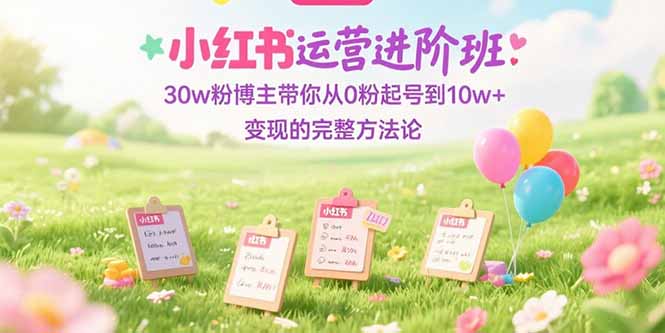 小红书运营进阶班：30w粉博主带你从0粉起号到10w+变现的完整方法论-一个公司创业项目 - 淘金吧