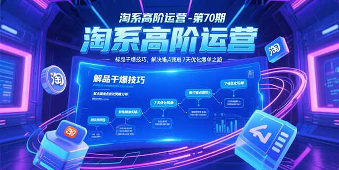 淘系高阶运营-第70期,标品干爆技巧,解决难点策略,大佬操盘方法-一个公司创业项目 - 淘金吧