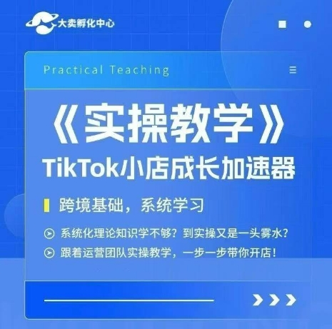 大卖家孵化中心TikTok实操课,TikTok小店成长加速器,跨境基础系统学习,一步一步带你开店-一个公司创业项目 - 淘金吧